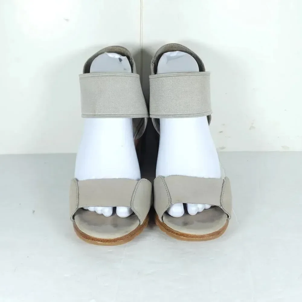 Sorel Women's Nadia US8,5 Dove Nubuck Chunky Heels Slip On Strappy Sandals